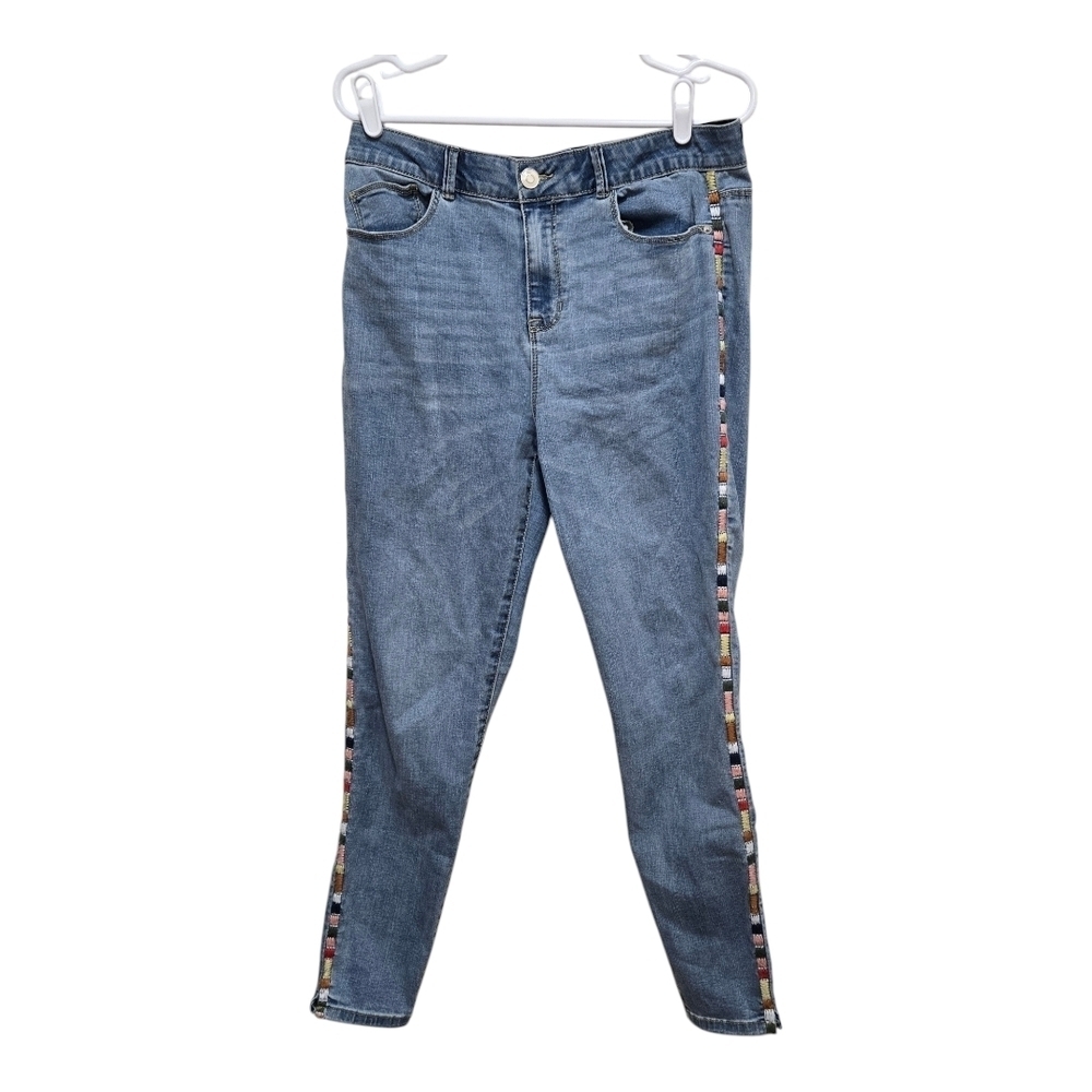 Knox Rose Embroidered Jeans Size 12 Boho Skinny Ankle